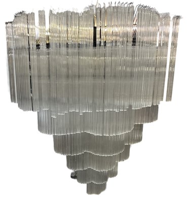 Lot 107 - A modern six tier glass drop chandelier,...