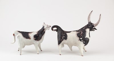 Lot 645 - TESSA FUCHS (1936-2012); two tin glazed...
