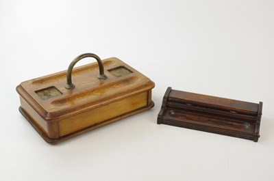 Lot 1466 - A 19th century mahogany inkwell, together with...