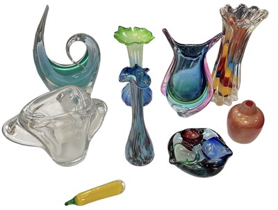 Lot 482 - Nine pieces of art glass including Murano,...