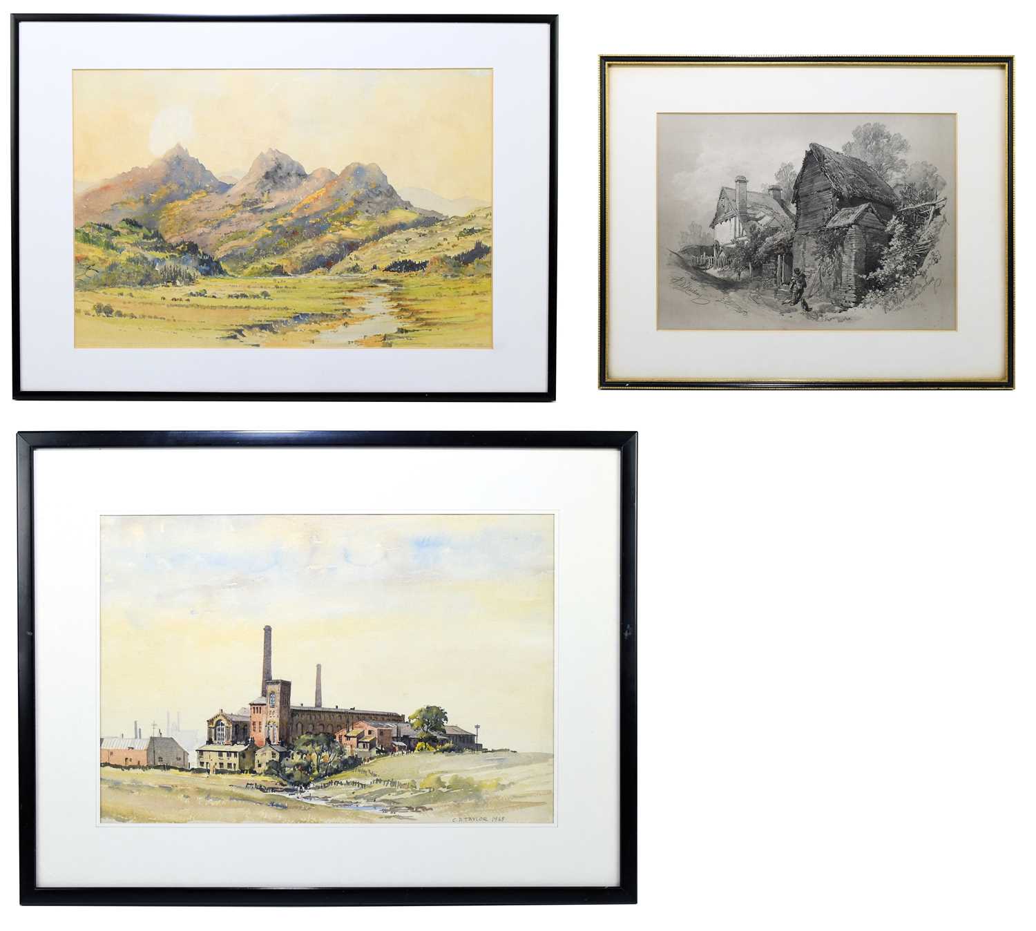 Lot 1021 - C.B TAYLOR; watercolour, landscape scene,...