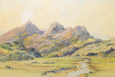 Lot 1021 - C.B TAYLOR; watercolour, landscape scene,...