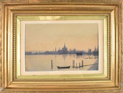 Lot 195 - R F W BRANDT; watercolour, 'View of the River...