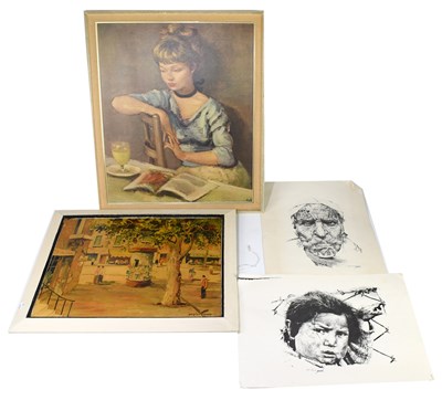 Lot 912 - AFTER MARCEL DYF; print of a maiden seated on...