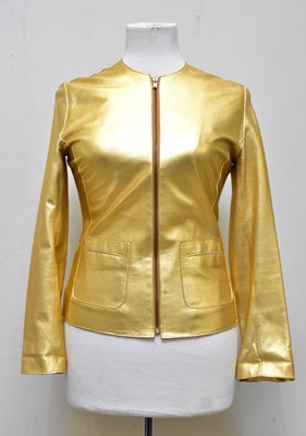 Lot 894 - LAKELAND; a short gold leather jacket with...
