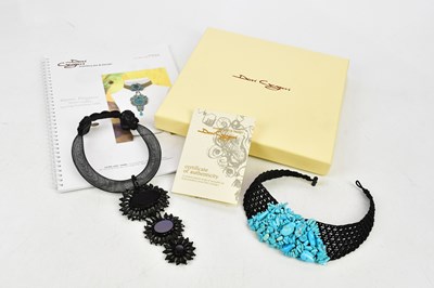 Lot 871 - DORI CSENGERI; a black fabric choker necklace...