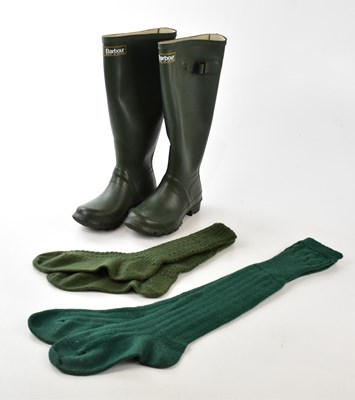 Lot 932 - BARBOUR; a pair of lady's green Wellington...
