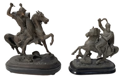 Lot 516 - A pair of spelter figures of gladiators on...