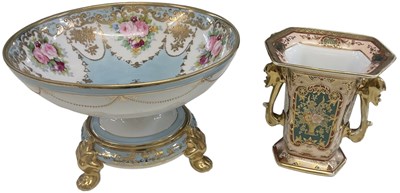 Lot 459 - NORITAKE; a blue ground floral decorated...