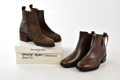 Lot 933 - RUSSELL & BROMLEY; a pair of brown suede short...