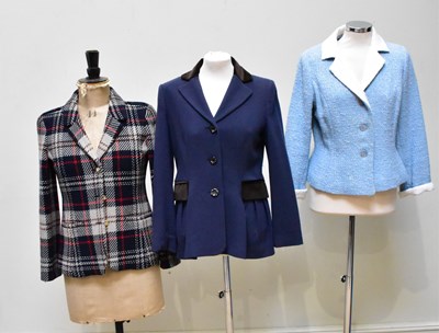 Lot 900 - LOVE MOSCHINO; a navy blue fitted blazer with...