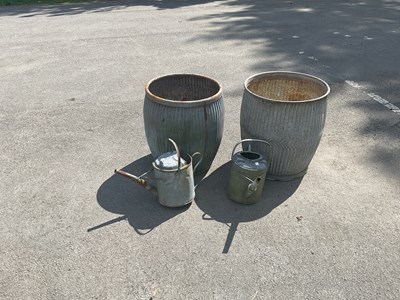 Lot 1282 - Two galvanised dolly tubs and two vintage...