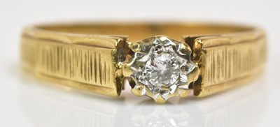 Lot 1181 - A 9ct yellow gold diamond solitaire ring, size...