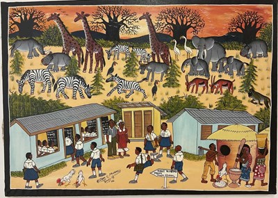 Lot 276 - JOHN E. MWANGU, BONGO; acrylic on canvas,...