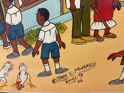Lot 276 - JOHN E. MWANGU, BONGO; acrylic on canvas,...