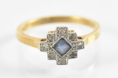 Lot 760 - An 18ct yellow gold and platinum blue and...