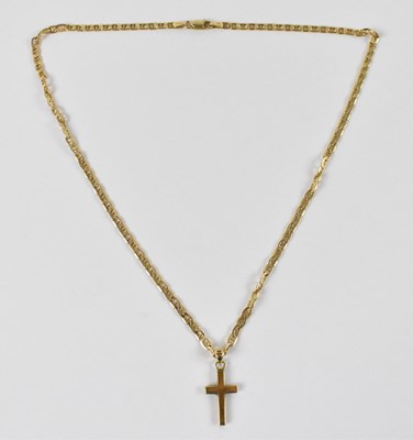 Lot 759 - A 9ct yellow gold crucifix pendant, suspended...