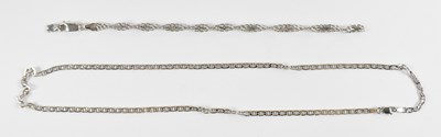 Lot 777 - A 9ct white gold necklace, length approx 50cm,...