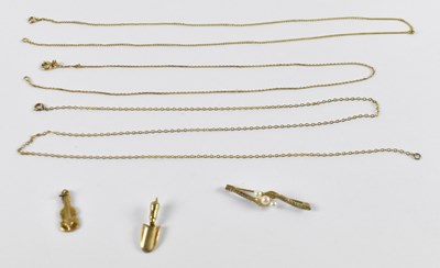 Lot 778 - Three 9ct yellow gold fine link necklaces,...