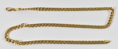 Lot 730 - A 9ct yellow gold flat Cuban link necklace,...