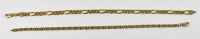 Lot 767 - Two 9ct yellow gold flat link bracelets, each...