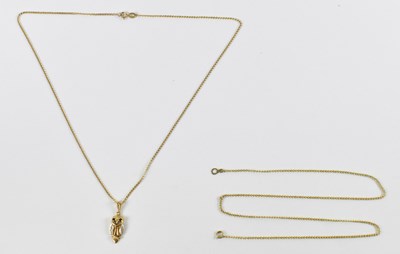 Lot 807 - A 9ct yellow gold fine link necklace, length...