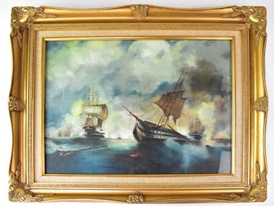 Lot 183 - INDISTINCTLY SIGNED; oil on canvas, maritime...