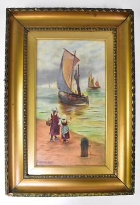 Lot 184 - A. P. HOOPER; oil on board, young Dutch girls...