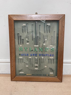Lot 1413 - A Rylands nails and staples shop display, 61 x...