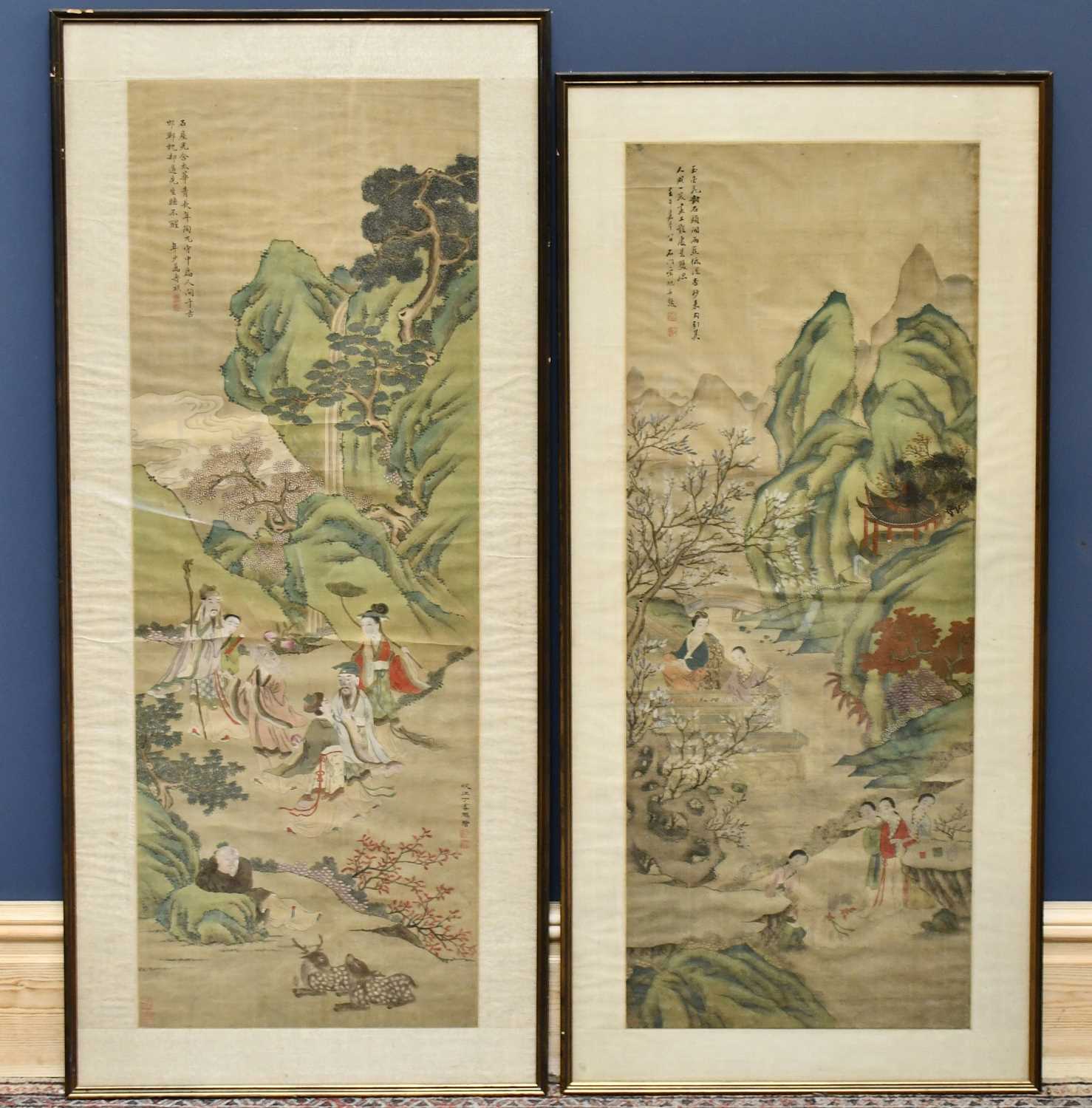 Lot 2220 - Two Chinese scroll pictures representing...