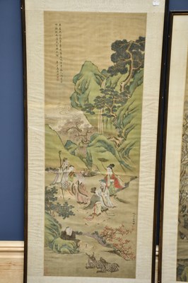 Lot 2220 - Two Chinese scroll pictures representing...