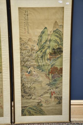 Lot 2220 - Two Chinese scroll pictures representing...