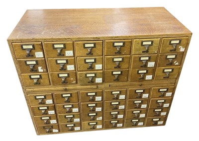 Lot 11 - A mid century multi-drawer index card cabinet,...