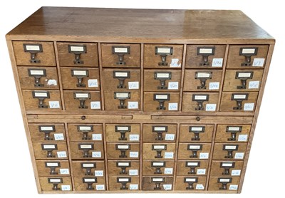 Lot 12 - A mid century multi-drawer index card cabinet,...