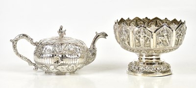 Lot 659 - A 19th century Continental white metal teapot...