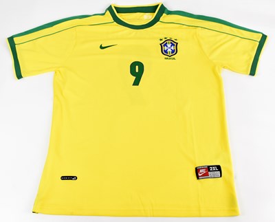 Lot 334 - RONALDO; a 2002 retro style Brazil shirt,...