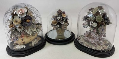 Lot 3 - Three Victorian style detailed shell displays,...