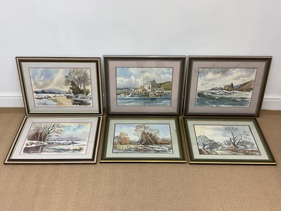 Lot 273 - DAVID CLARKE; six watercolours depicting...