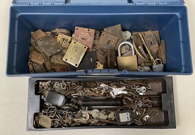 Lot 26 - Quantity of locks and keys, contained in a...