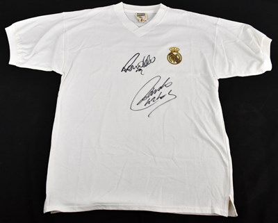 Lot 296 - REAL MADRID; a retro style home shirt, signed...