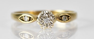 Lot 609 - A 9ct gold diamond illusion set ring with open...