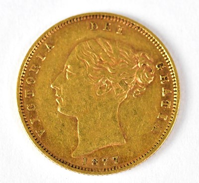 Lot 580a - A Victorian half sovereign 1877, young head...