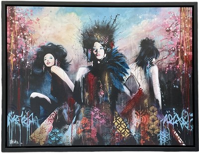 Lot 142 - TROIKA; a hand embellished box canvas,...