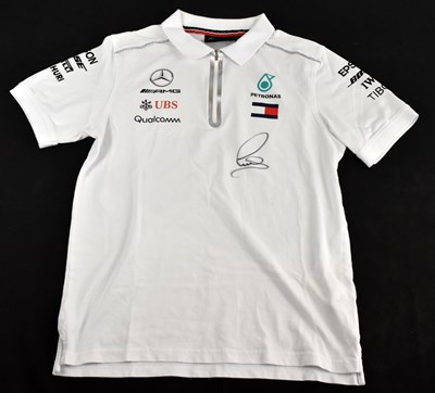 Lot 298 - LEWIS HAMILTON; a Mercedes AMG shirt, signed...