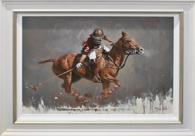 Lot 121 - MARK SPAIN; oil on stretched canvas, 'Polo...