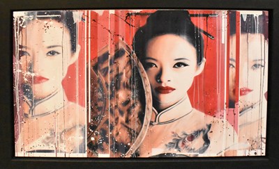 Lot 128 - KRIS HARDY; oil on canvas, 'Akai Kuchibiru',...