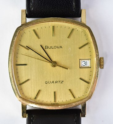 Lot 1307 - BULOVA; a gentlemen's 9ct gold quartz...