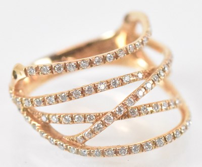 Lot 781 - An 18ct yellow gold diamond set ring, size L,...