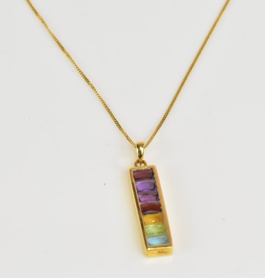 Lot 1283 - An 18ct yellow gold 'Rainbow' multi gem set...