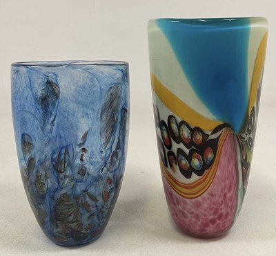 Lot 244 - JEFF WALKER; a blue tinted art glass vase,...